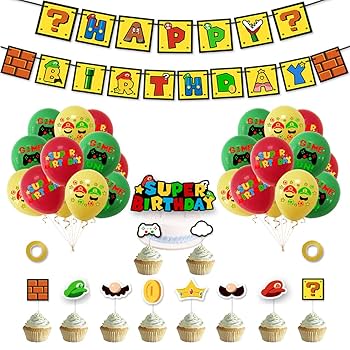 Amazon.co.jp: 誕生日 飾り付け スーパーマリオ 風船 HAPPY